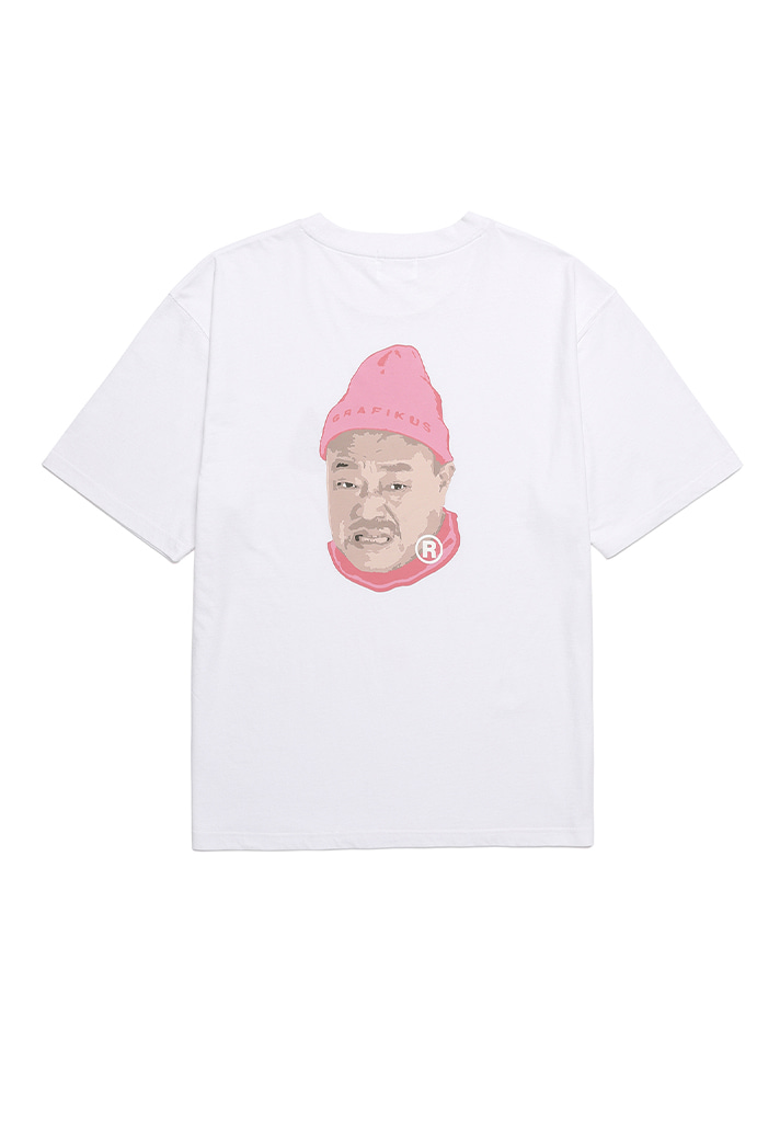 김흥국 앵그리 핑크 비니 티셔츠 화이트