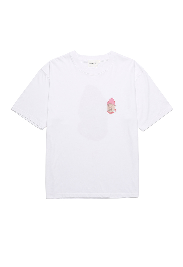 김흥국 앵그리 핑크 비니 티셔츠 화이트